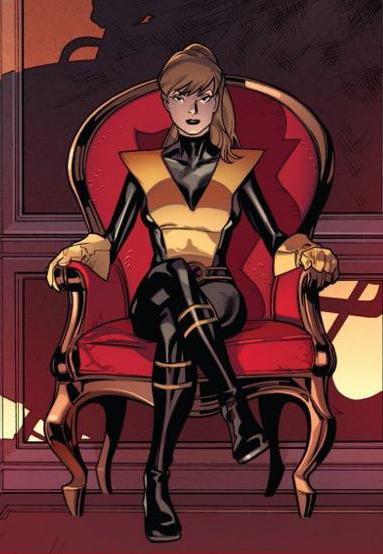 Grown up before our very eyes, the shy, immature teen from Deerfield, Illinois has accomplished ninja training, leading numerous mutant teams (Excalibur), giving birth to aliens and now taking the chair of her mentor Charles Xavier as the headmistress of the Jean Grey School for Mutants.